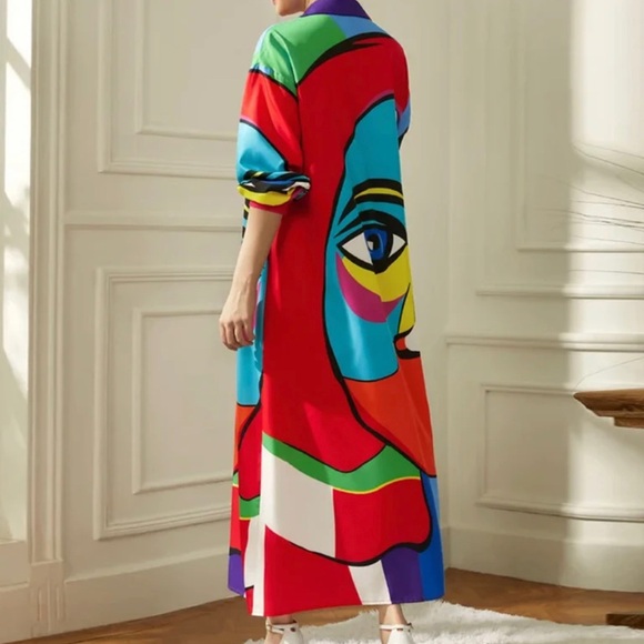 Shirt dress button down multi color !! Super cute - Picture 2 of 2